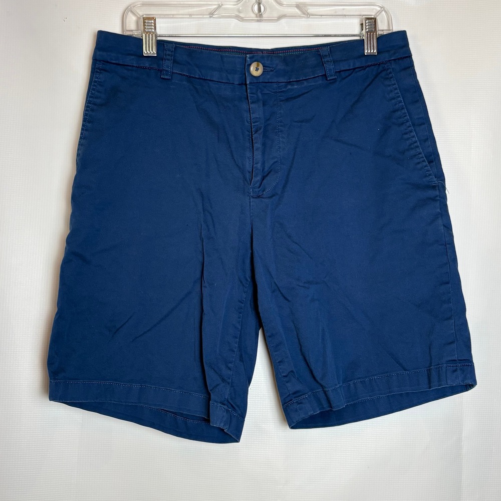 Southern Tide Mens Blue Chino Shorts Size 31 Cotton Blend Fish Logo 7.5 Inseam